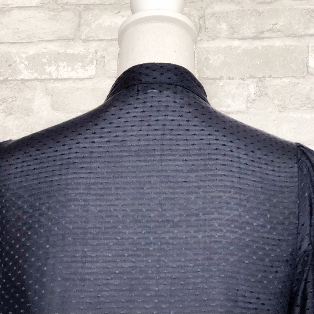 ANTHRO MOON COLLECTION Navy Silk Ruffle Blouse Sm - Picture 13 of 15